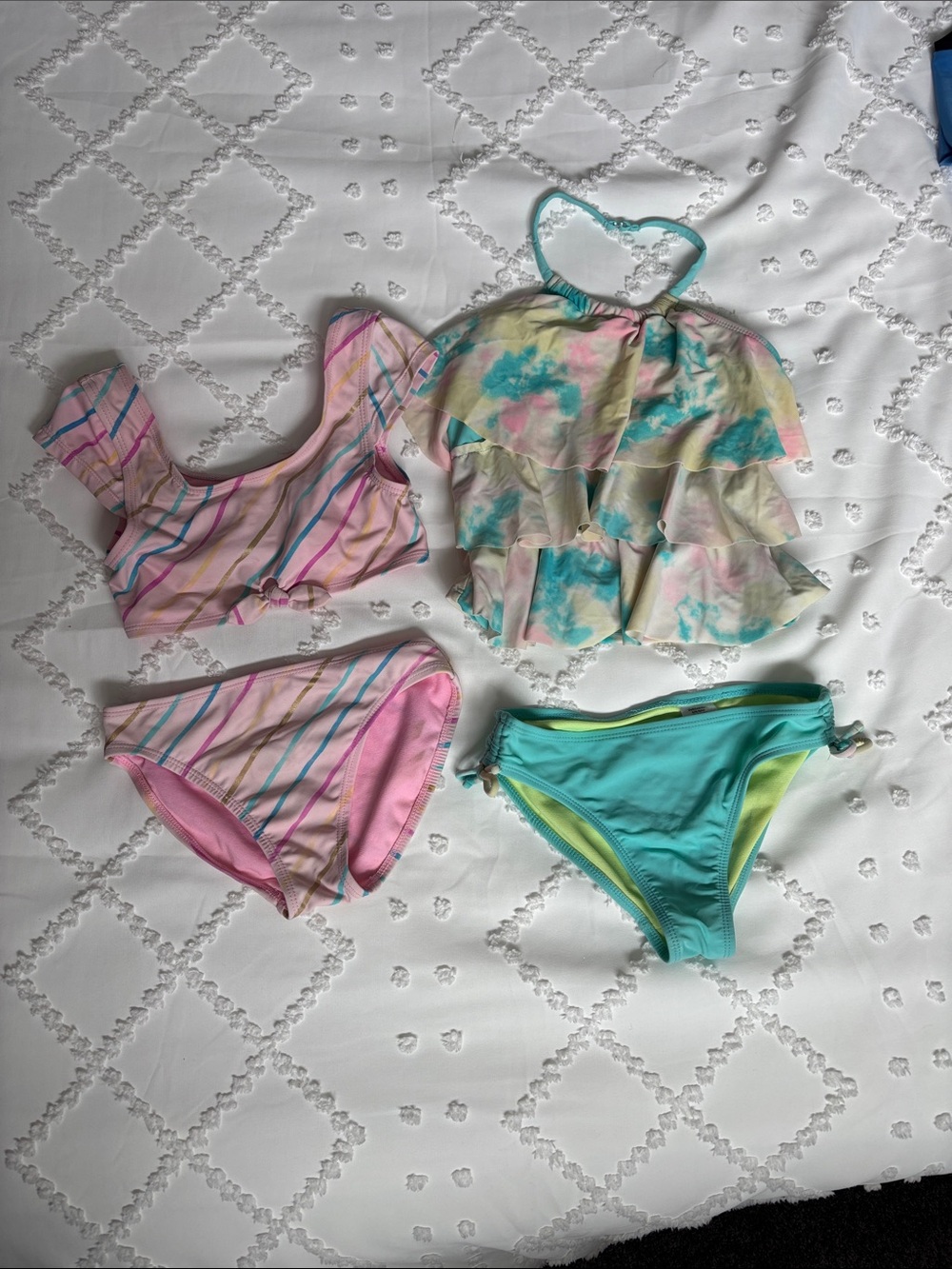 George Girls' Pink Stripe & Wonder Nation Aqua Tie-Dye Bikini Mix